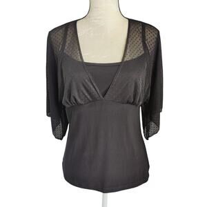 Vintage Studio 1940 Y2K Women's Sz L Sheer Babydoll Top Fairy Goth Whimsygoth